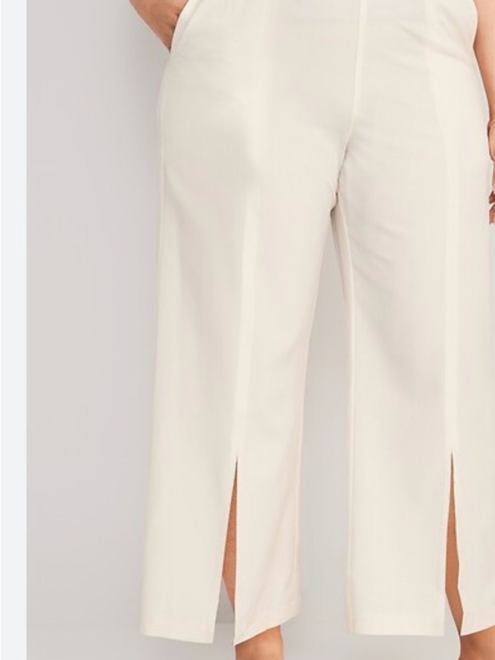 Old Navy Cream Wide-Leg Split-Hem Pants
